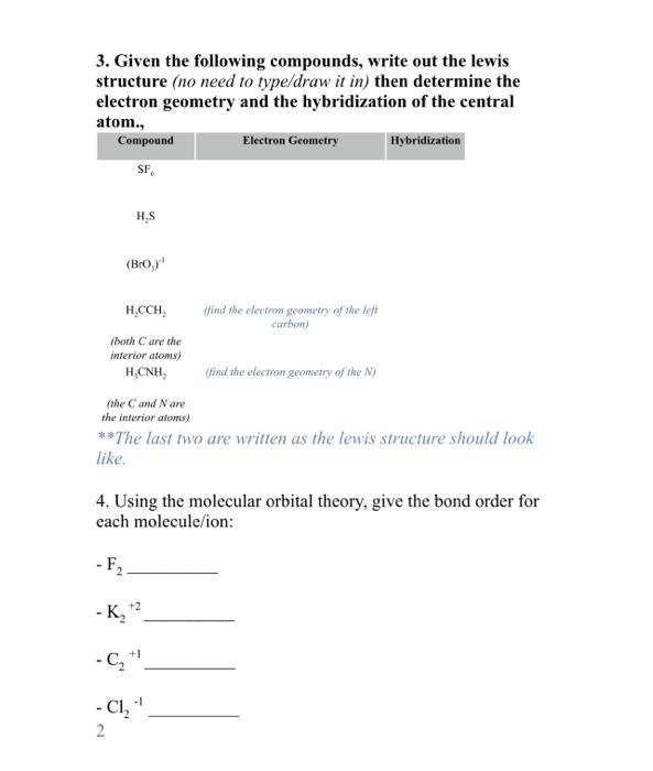 Solved 1. Given the following compounds, write out the lewis | Chegg.com