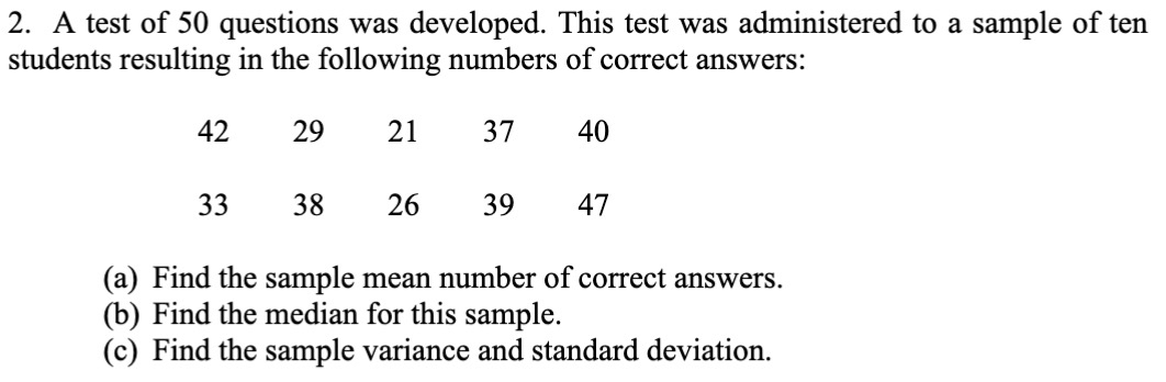 Solved A test of 50 ﻿questions was developed. This test was | Chegg.com