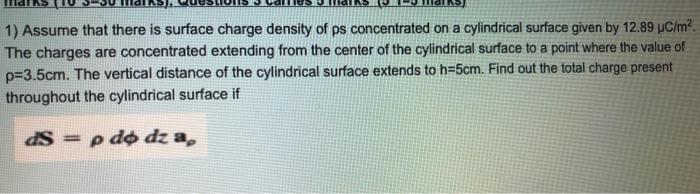 Solved 1) Assume that there is surface charge density of ps | Chegg.com