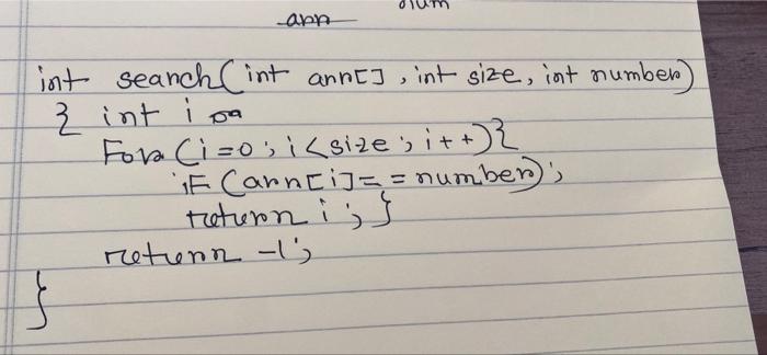 Solved 43. Write a function search() that receives an array | Chegg.com