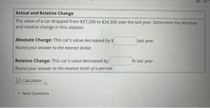 Relative on sale change calculator