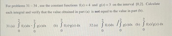 Solved For problems 31−34, use the constant functions f(x)=4 | Chegg.com
