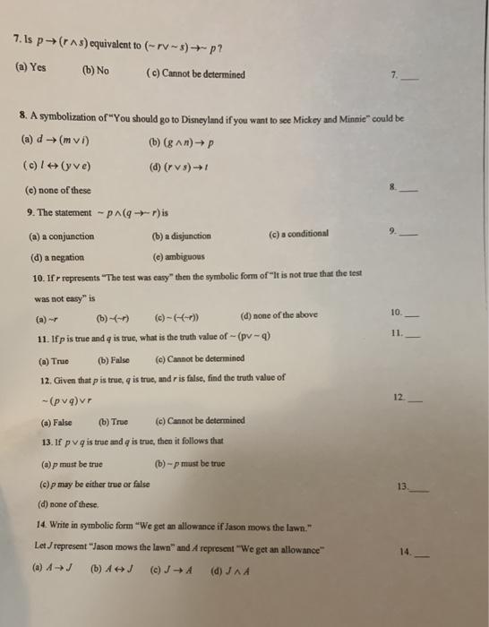 Solved 7 Is P As Equivalent To Rv 5 P A Yes 6 Chegg Com