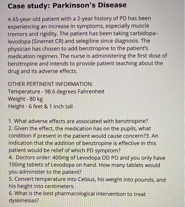 case study of a man with parkinson's disease