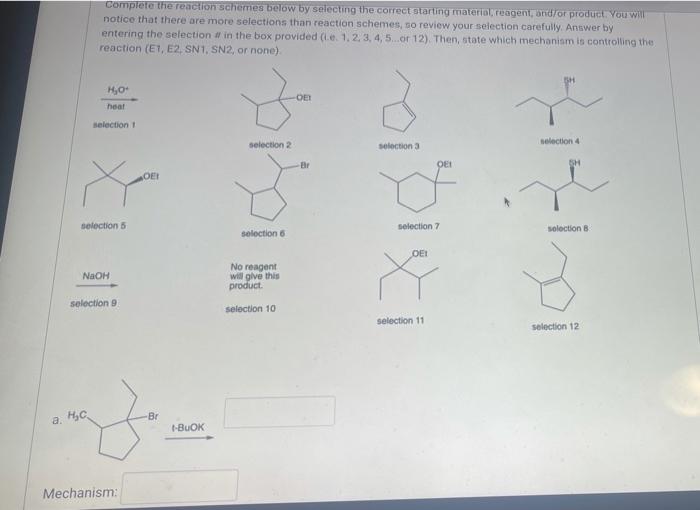 Solved Complete the reaction schemes below by selecting the | Chegg.com