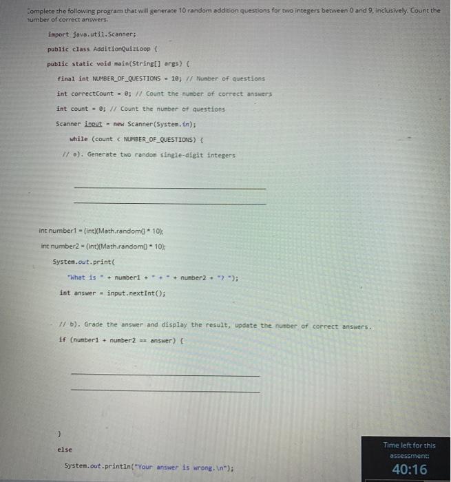 Solved Complete The Following Program That Will Generate Chegg Com