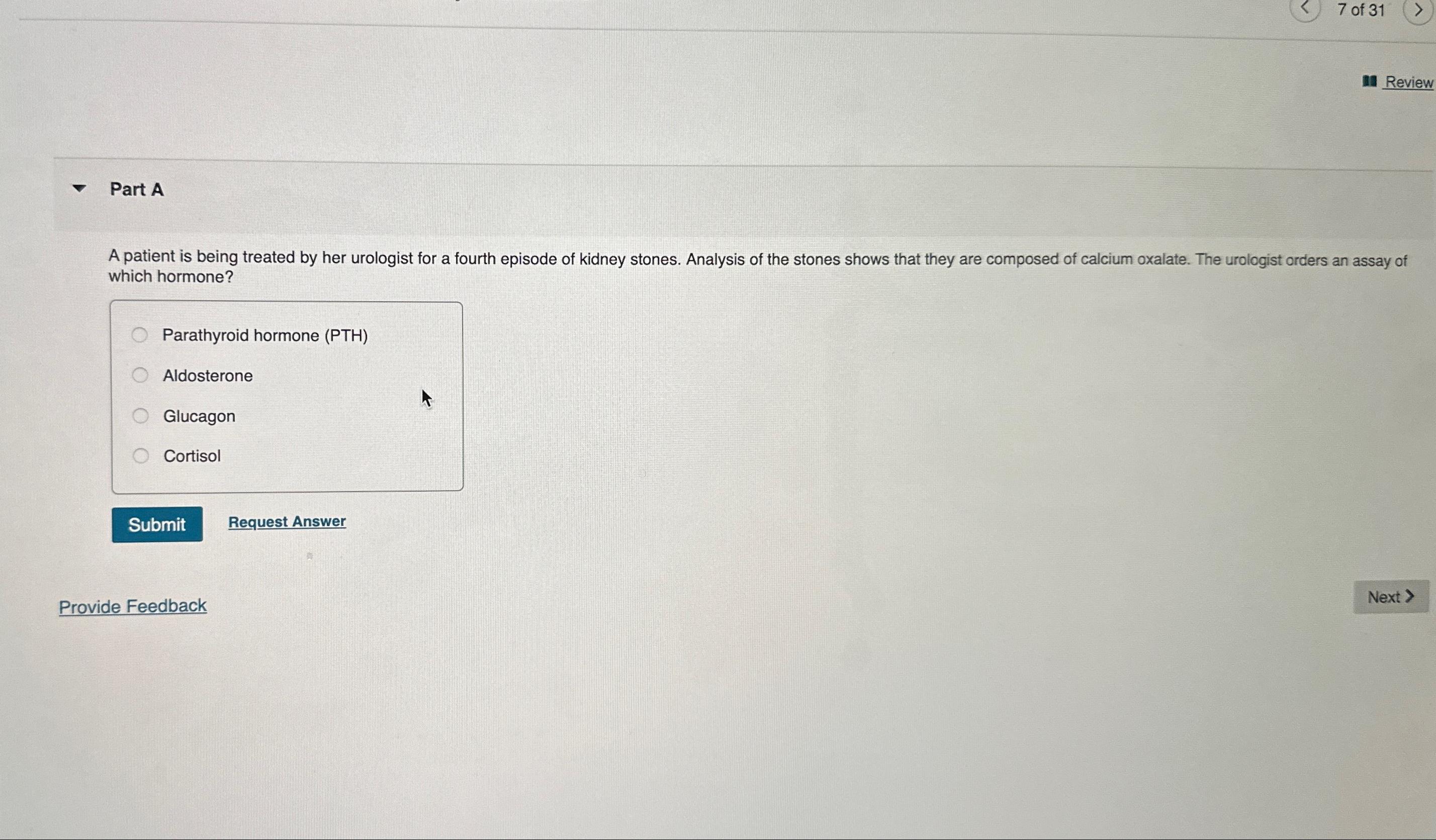 Solved 7 ﻿of 31Part AA patient is being treated by her | Chegg.com