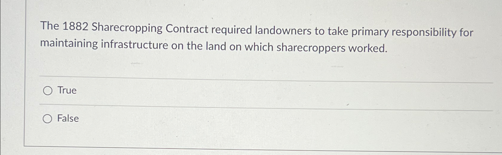 Solved The 1882 ﻿Sharecropping Contract Required Landowners | Chegg.com