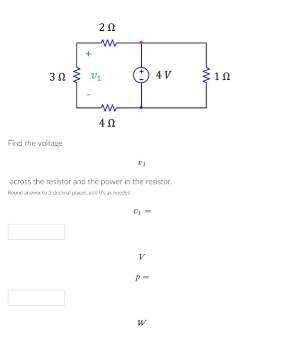 Solved Find the voltage v1 across the resistor and the power | Chegg.com