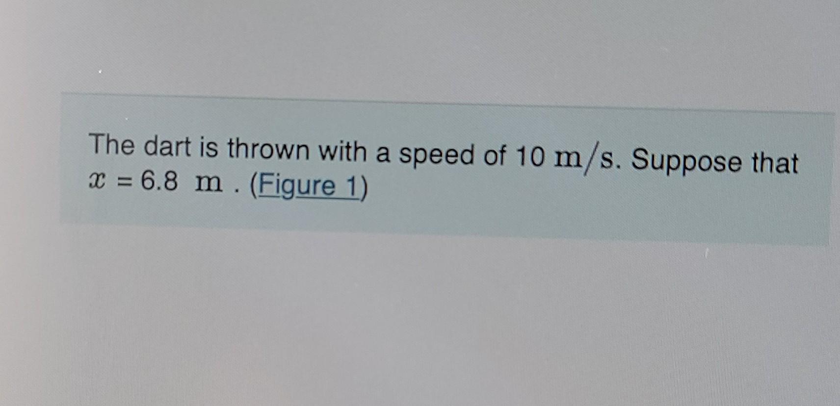 Solved The dart is thrown with a speed of 10 m/s. Suppose