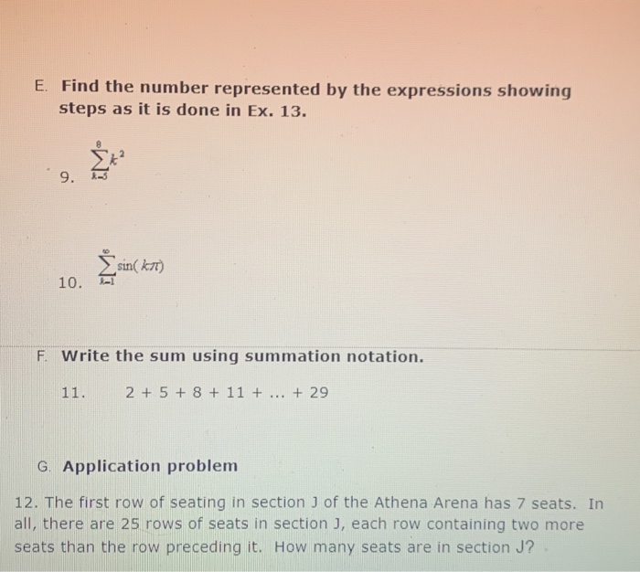 Solved E. Find the number represented by the expressions Chegg