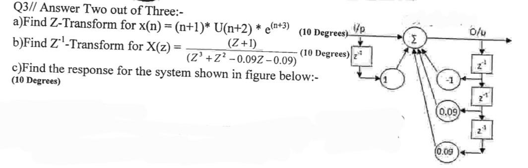 Solved X N N 1 ∗u N 2 ∗e N 3 Rx Z Z3 Z2−0 09z−0 09 Z 1