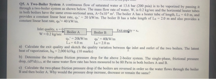 Solved Q5. A Two-Boiler System A continuous flow of | Chegg.com