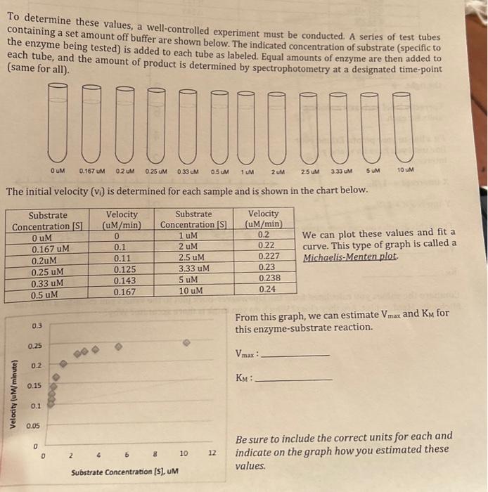 To determine these values, a well-controlled experiment must be conducted. A series of test tubes containing a set amount off