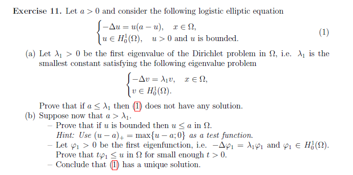 Solved Exercise 11. ﻿Let a>0 ﻿and consider the following | Chegg.com