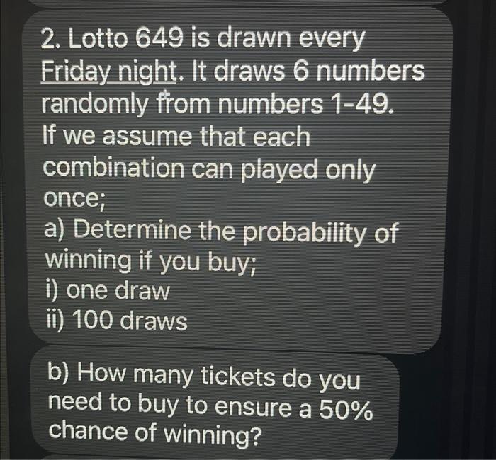 Probability of deals winning lotto 649