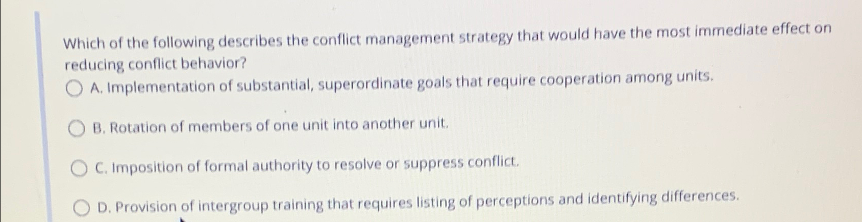 Solved Which of the following describes the conflict | Chegg.com