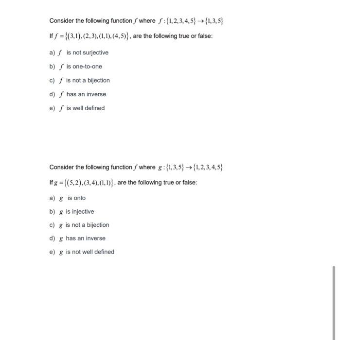 Solved Consider The Following Functionſ Where F:{1,2,3,4,5} | Chegg.com