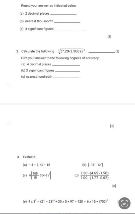 Solved Round Your Answer As Indicated Below (a) 2 Decimal 