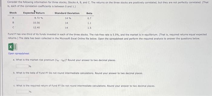 Solved Consider The Following Information For Three Stocks, | Chegg.com