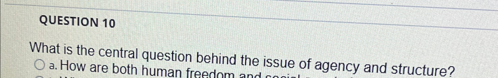 Solved QUESTION 10What is the central question behind the | Chegg.com