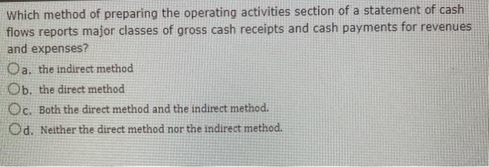 Solved Which method of preparing the operating activities | Chegg.com