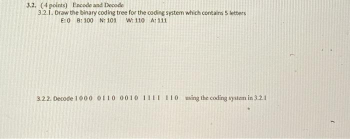 Solved 3.2. (4 points) Encode and Decode 3.2.1. Draw the | Chegg.com