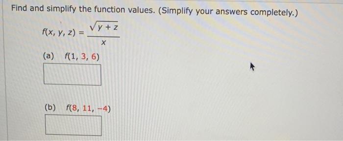 Solved Find And Simplify The Function Values. (Simplify Your | Chegg.com