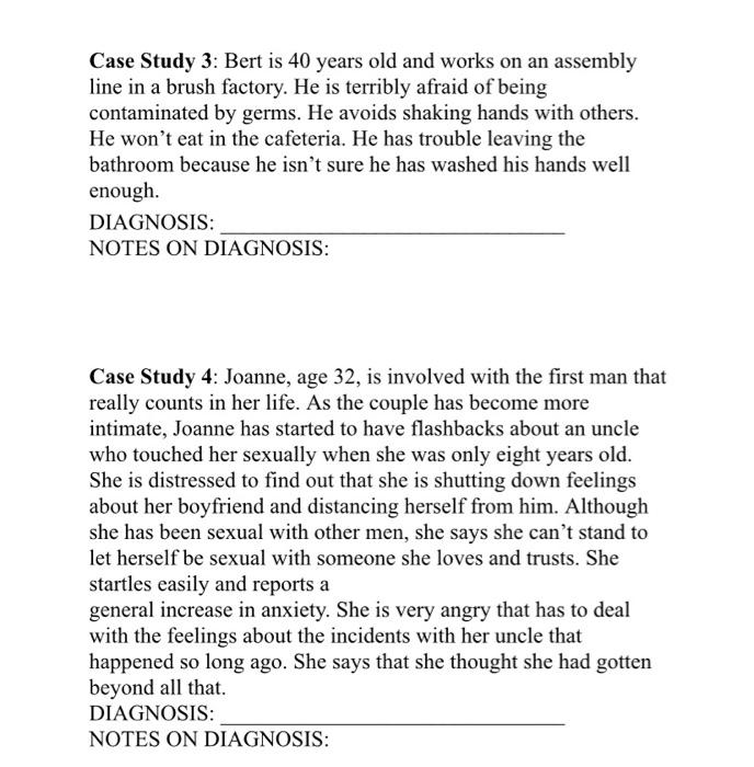 anxiety disorders case study activity answers