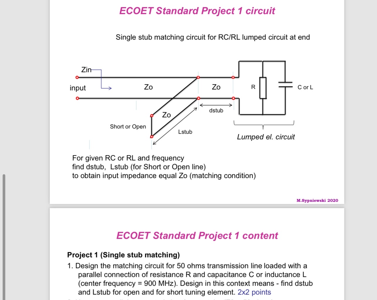 Design Matching Impedance Circuit (determine | Chegg.com