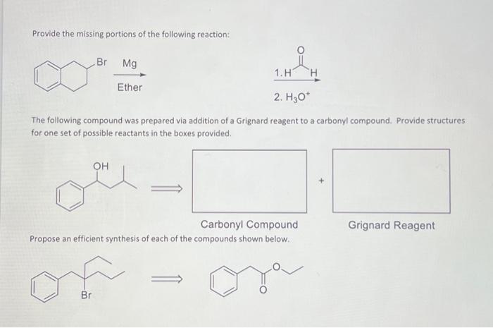 Solved Provide The Missing Portions Of The Following | Chegg.com