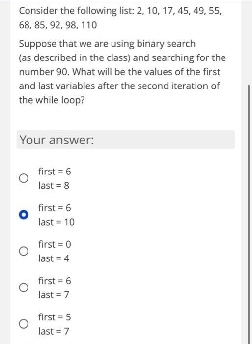 Solved Consider the following list: 2,10,17,45,49,55, | Chegg.com