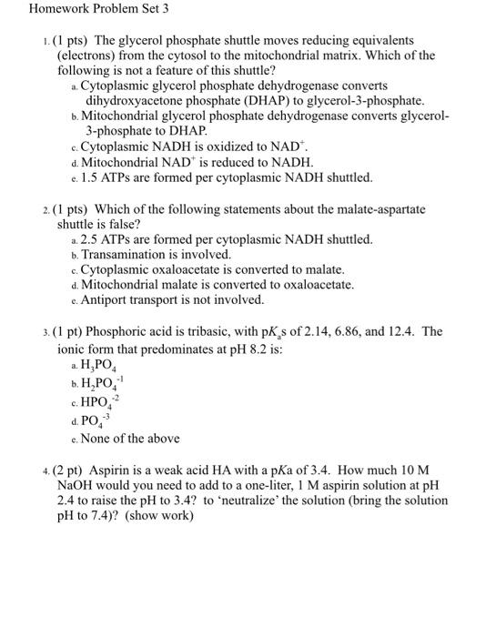 Solved 1. (1 pts) The glycerol phosphate shuttle moves | Chegg.com