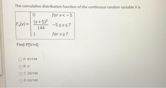 Solved The cumulative distribution function of the | Chegg.com