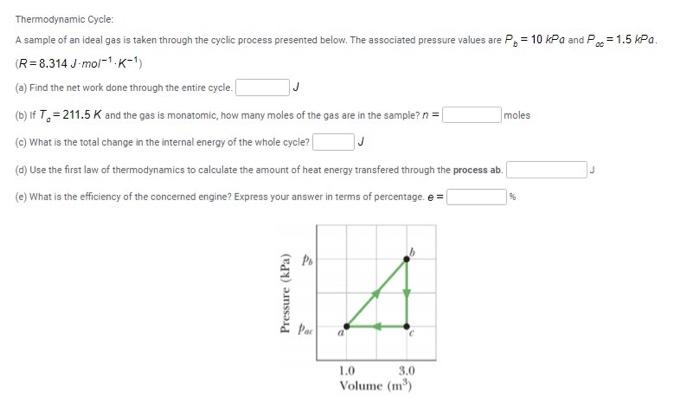 Solved Thermodynamic Cycle A sample of an ideal gas is taken | Chegg.com