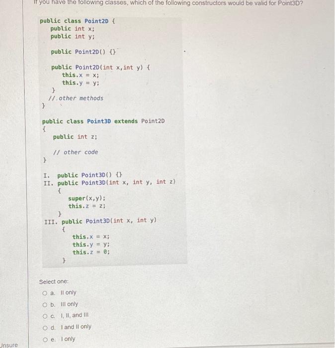 Solved If you have the following classes, which of the | Chegg.com