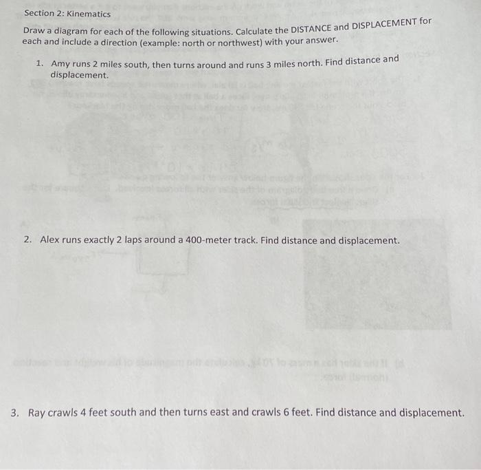 Solved Section 2: Kinematics Draw a diagram for each of the | Chegg.com