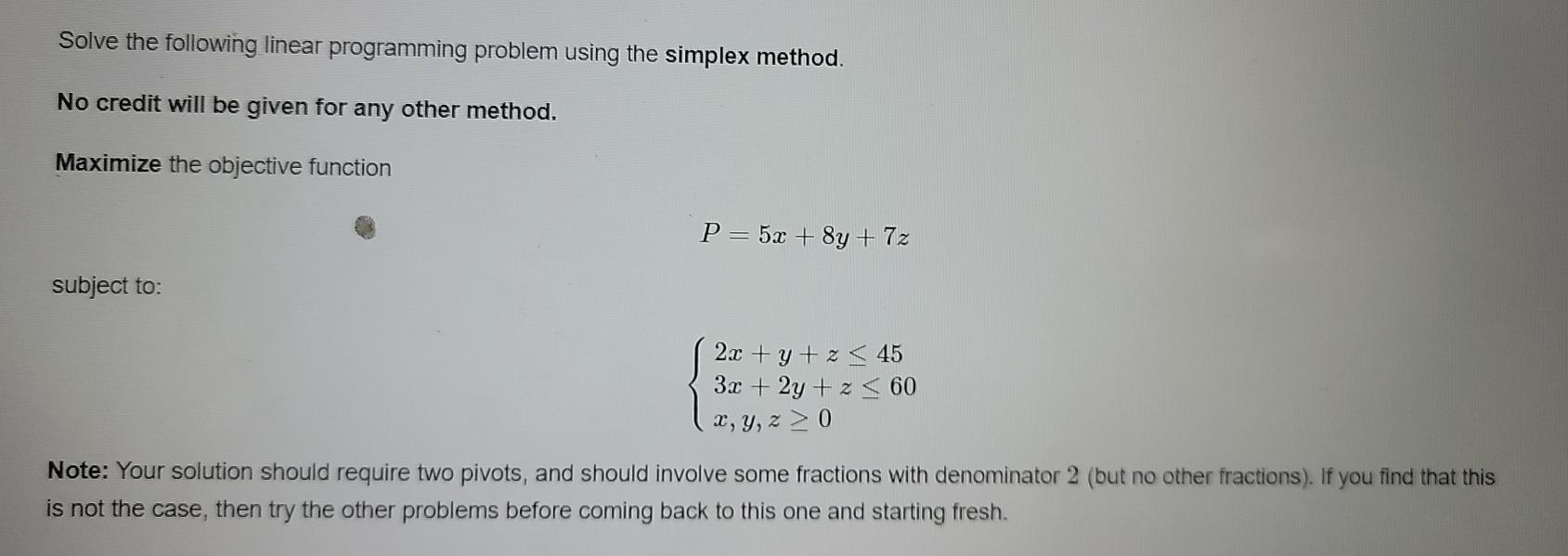 Solved Solve The Following Linear Programming Problem Using | Chegg.com