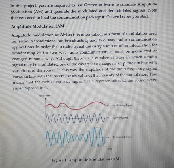 Solved In this project, you are required to use Octave | Chegg.com
