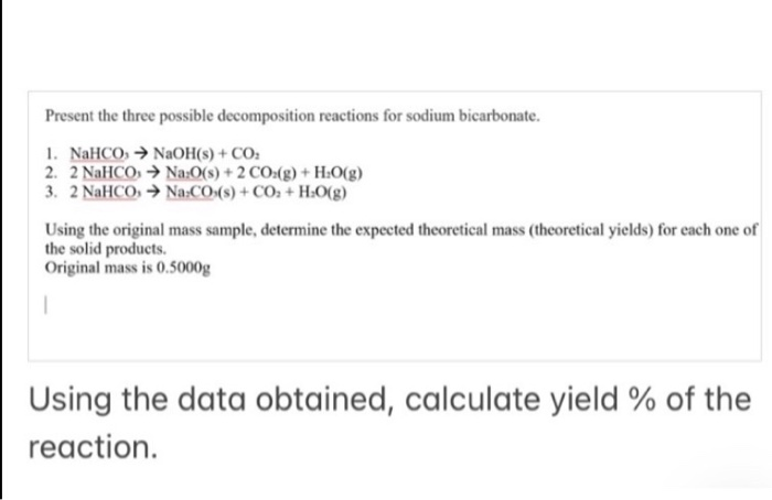 Solved Present the three possible decomposition reactions | Chegg.com