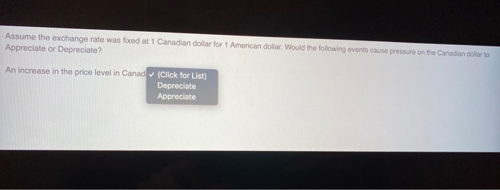 Solved Ume The Exchange Rate Was Fixed At 1 Canadian D Ume The Exchange Rate Was Fixed At 1