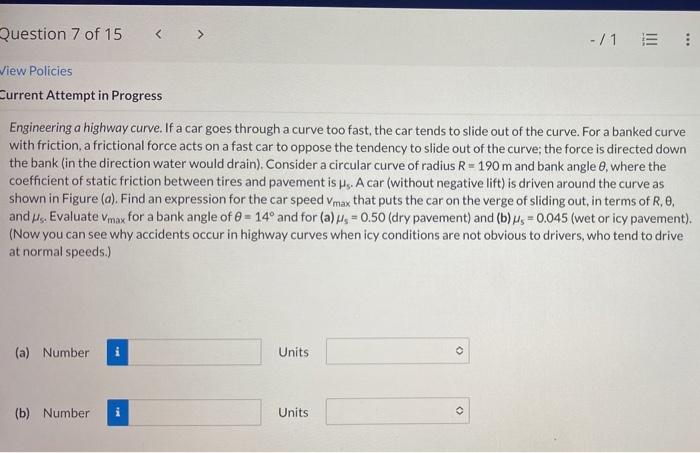 Solved Engineering a highway curve. If a car goes through a | Chegg.com