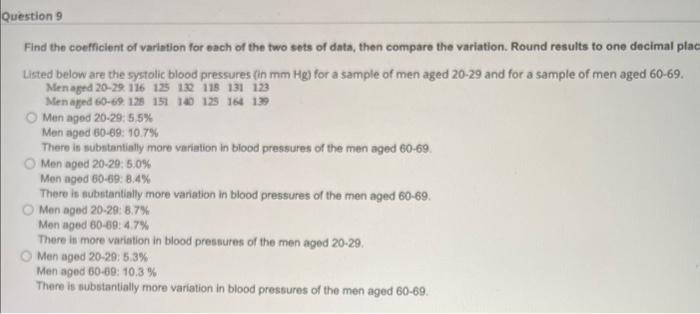 Solved Find the coefficient of variation for each of the two | Chegg.com