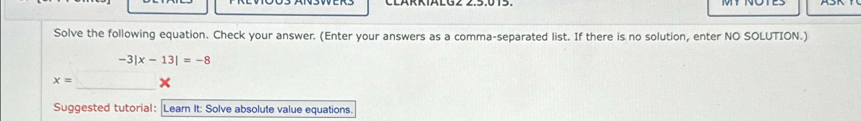 Solved Solve the following equation. Check your answer. | Chegg.com