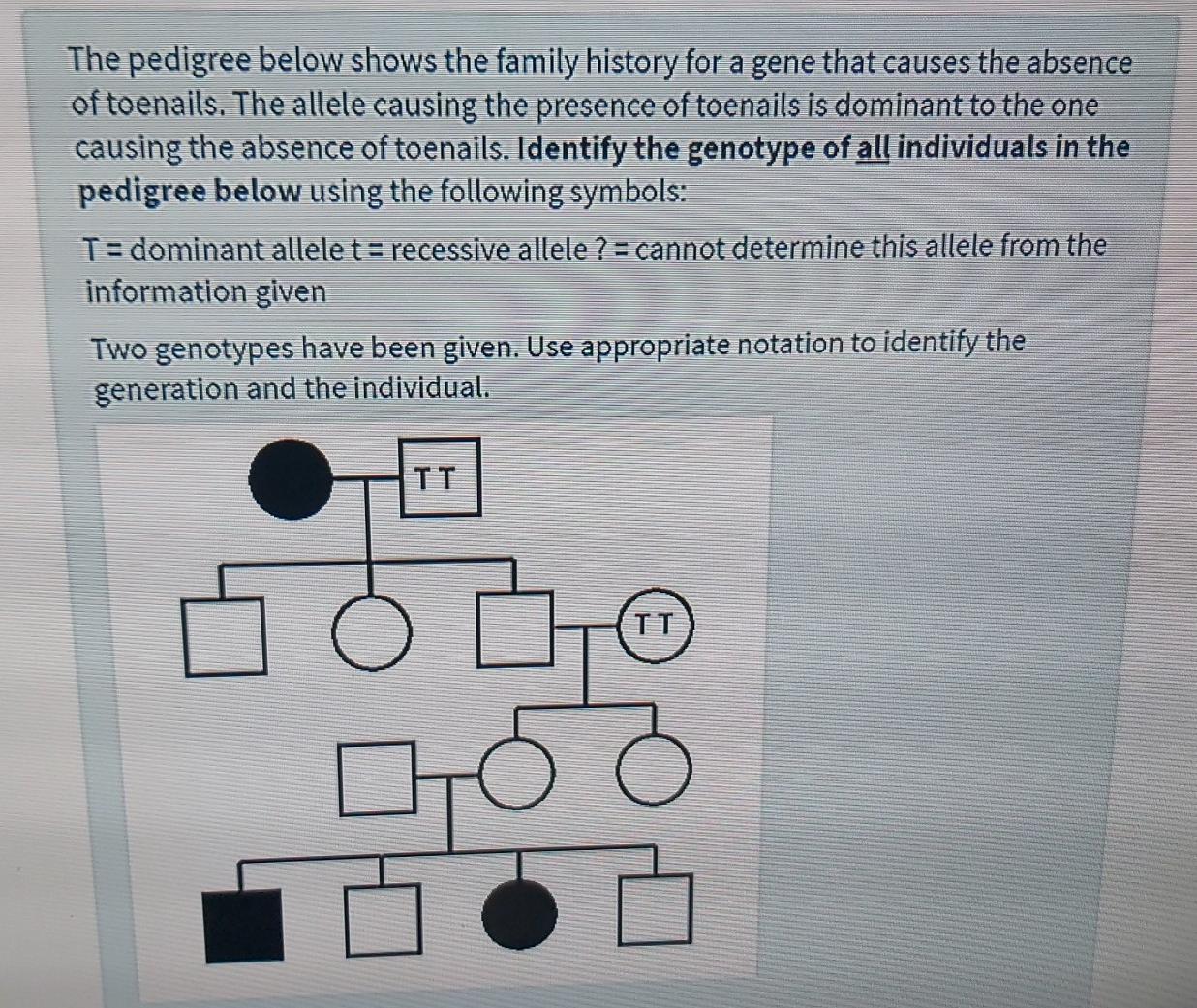 Solved The pedigree below shows the family history for a | Chegg.com
