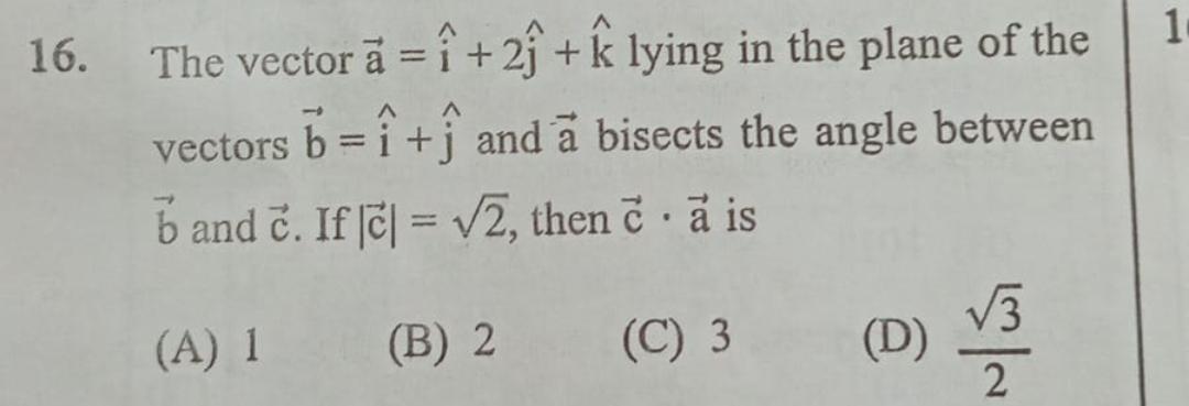 Solved The Vector Vec A Hat I 2hat J Hat K ﻿lying In The