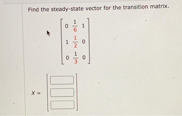 Solved Find the steady-state vector for the transition | Chegg.com