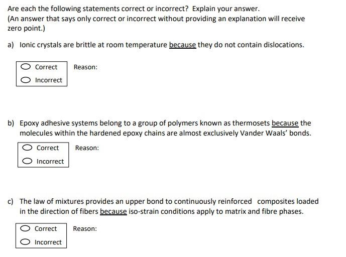 Solved Are each the following statements correct or | Chegg.com