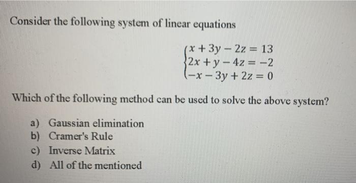 Solved Consider the following system of linear equations (x | Chegg.com