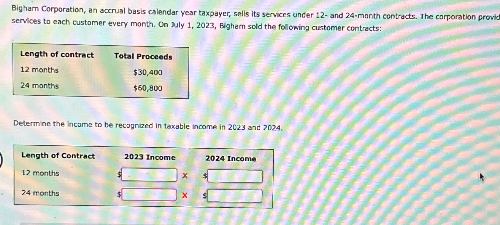Solved Bigham Corporation, an accrual basis calendar year